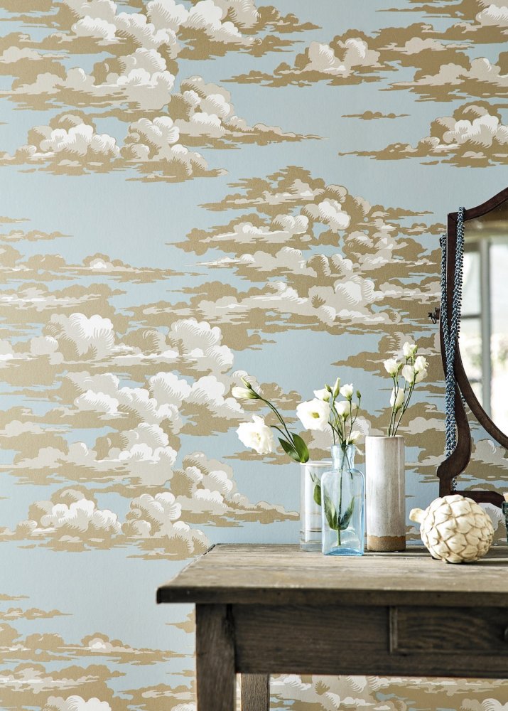 Sanderson Silvi Clouds English Blue Wallpaper 216601